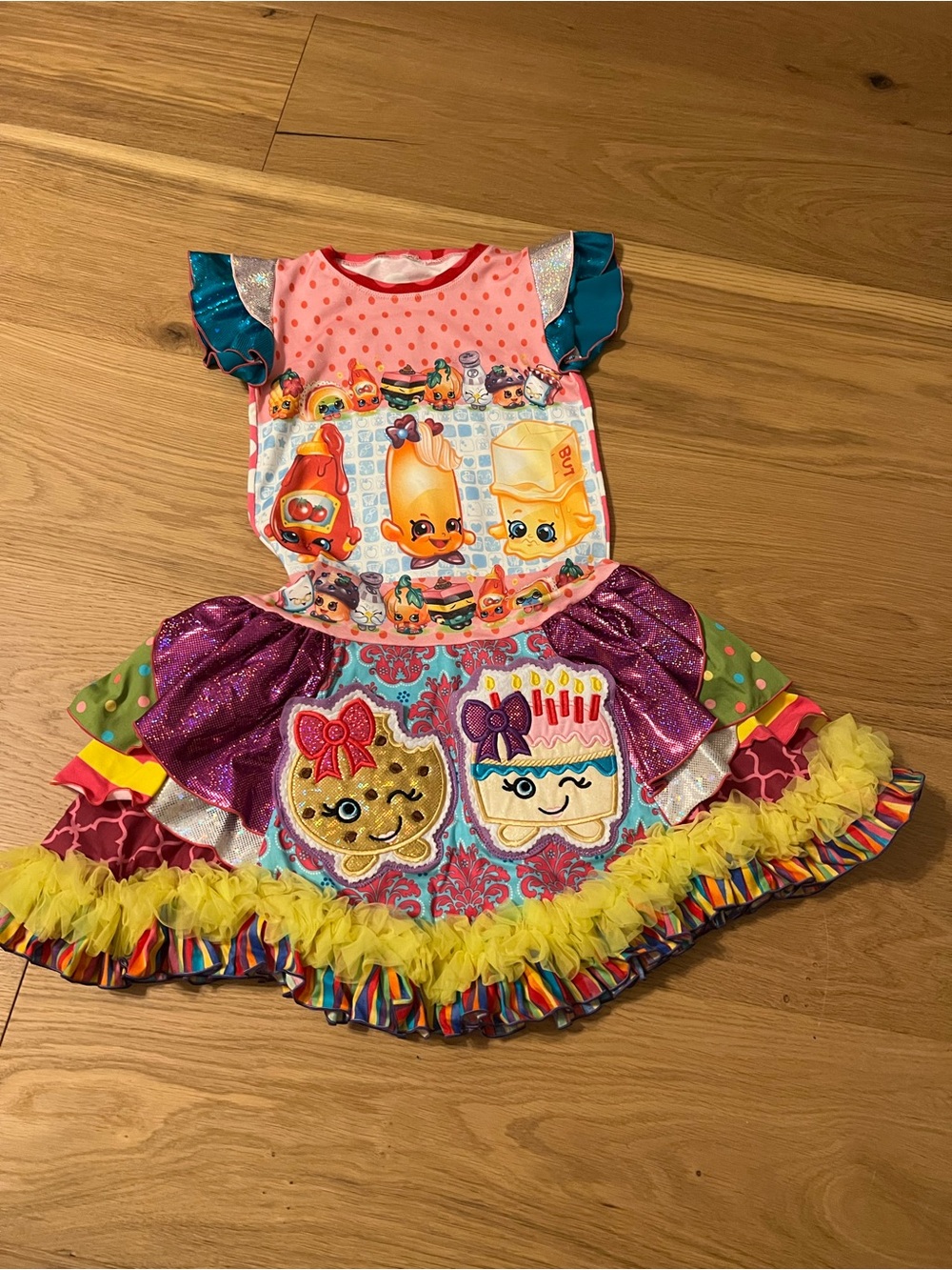 Shopkins Pink Multi-Color Ruffle Character Party Dress